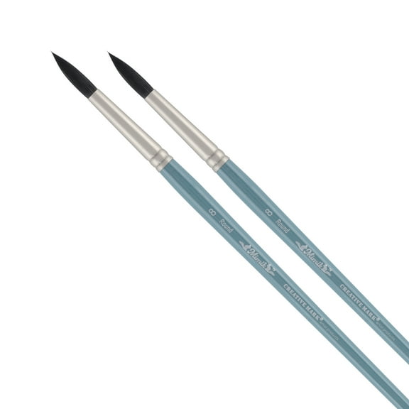 Mimik Professional Watercolor Brushes - Round # 8 - Synthetic Squirrel Hair - Natural Bristle Artist Brushes for Watercolors, Gouache & Acrylics - Imitates Natural Squirrel and Sable Hair