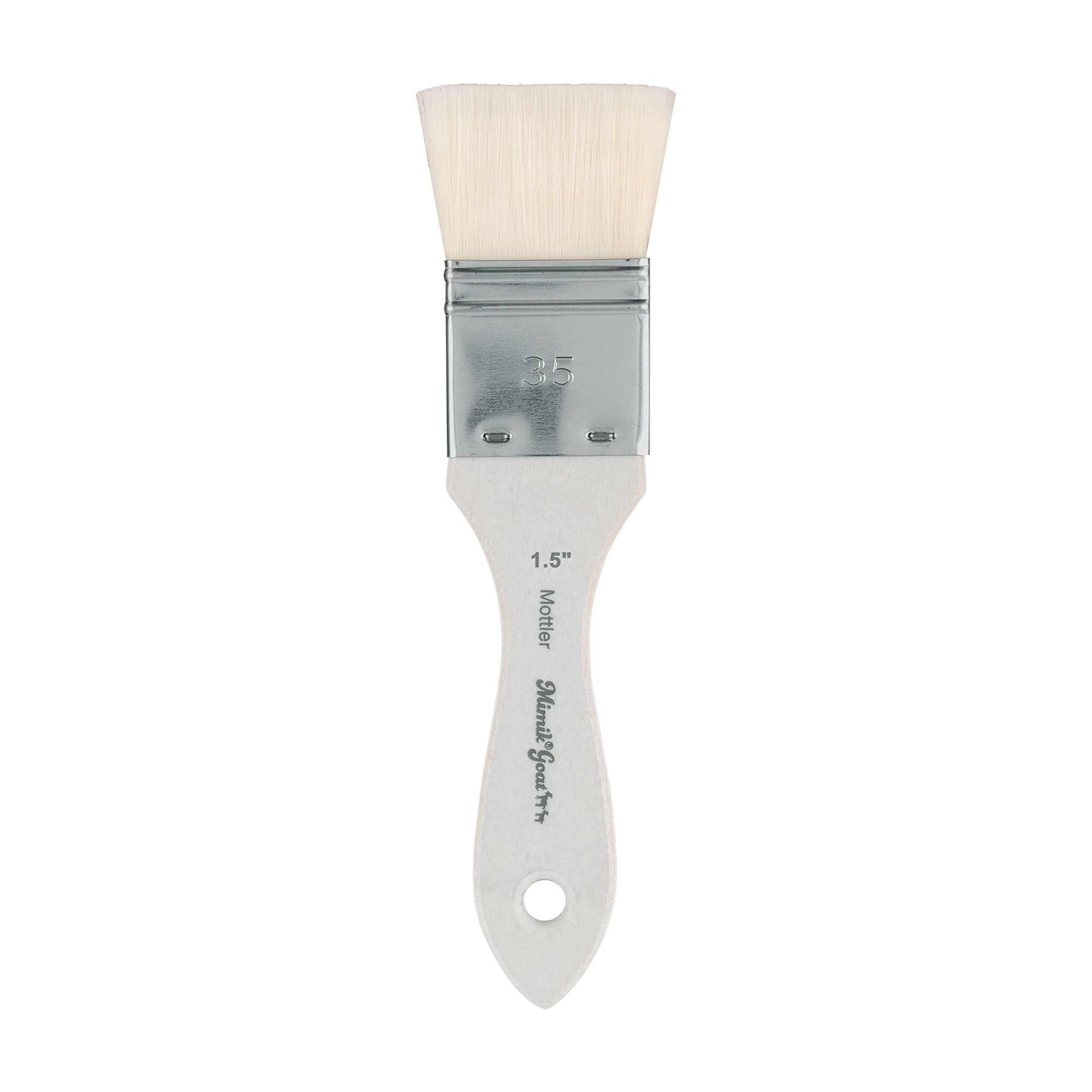 Mimik Synthetic Goat Hair Mottler Paint Brush 1.5" - Short Handle Flat Watercolor Brush- Soft, Absorbent, Synthetic Paint Brush for Watercolor, Oil & Acrylic- Rust-Proof Ferrule- Handmade in Germany