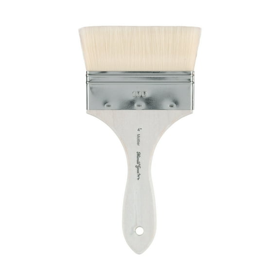 Creative Mark Mimik Synthetic Goat Hair Mottler Paint Brush 4" - Short Handle Flat Watercolor Brush- Soft, Absorbent, Synthetic Paint Brush for Watercolor, Oil & Acrylic- Rust-Proof Ferrule- Handmade
