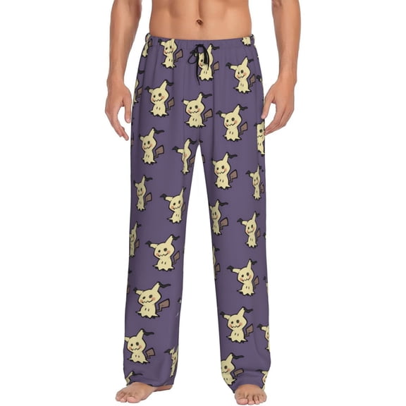 Mimikyu Men's Pajama Pants Cartoon All Over Print Elastic Waistband Sleep Pants with Pockets Drawstring, Soft Unisex Lounge Bottoms Sleepwear