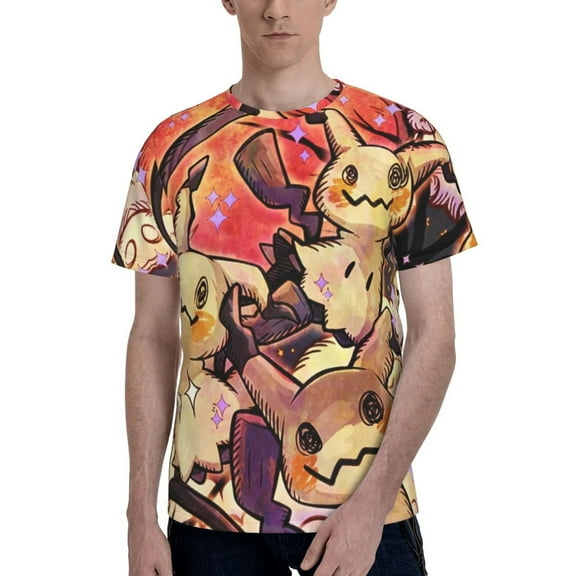 Mimikyu Men's T-Shirt Graphic Print Crew Neck Unisex Short Sleeve Hip Hop Adults Tees Top Streetwear