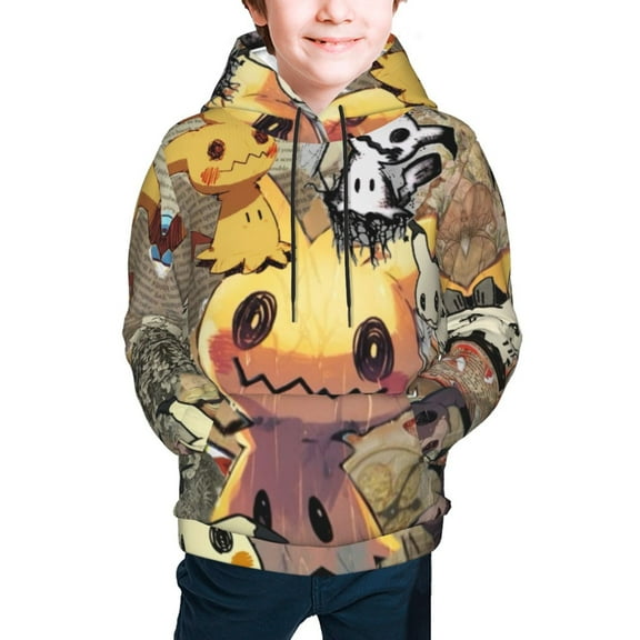 Mimikyu Teen Boys Girls Hoodies 3D Printed Cool Long Sleeve Hooded Pullover Lightweight Sweatshirt for Kids Youth