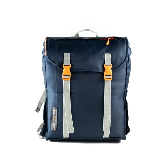 Mimish Sleep-N-Pack, 37F Kid's Sleeping Bag & Backpack, Navy/Green