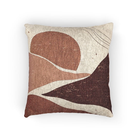Mimora Abstract Woven Throw Pillow, Rust and Cream, 17 x 18 in.