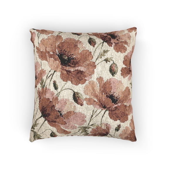 Mimora Floral Woven Throw Pillow Rust & Cream 17 x 18 in