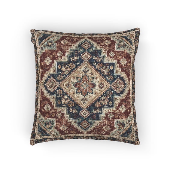 Mimora Geometric Medallion Woven Throw Pillow Navy Rust 17 x 18 in