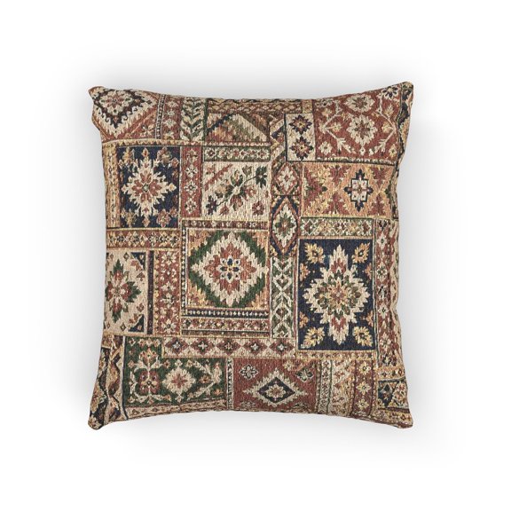 Mimora Patchwork Medallion Woven Throw Pillow, Rust Navy, 17 x 18 in.