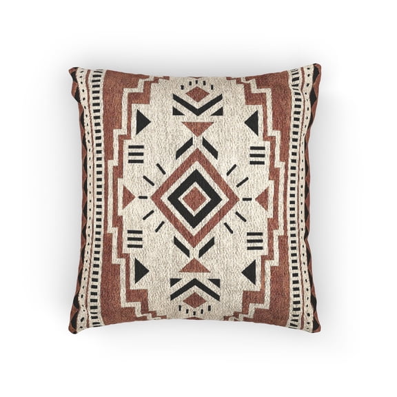 Mimora Southwestern Geometric Woven Throw Pillow Rust Brown 17 x 18 in