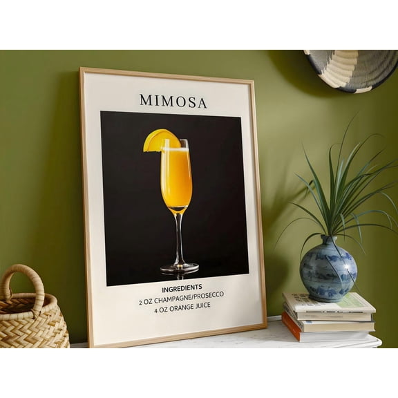 Mimosa Cocktail Retro Bar Decor, Unframed Paper Print Size 8x12