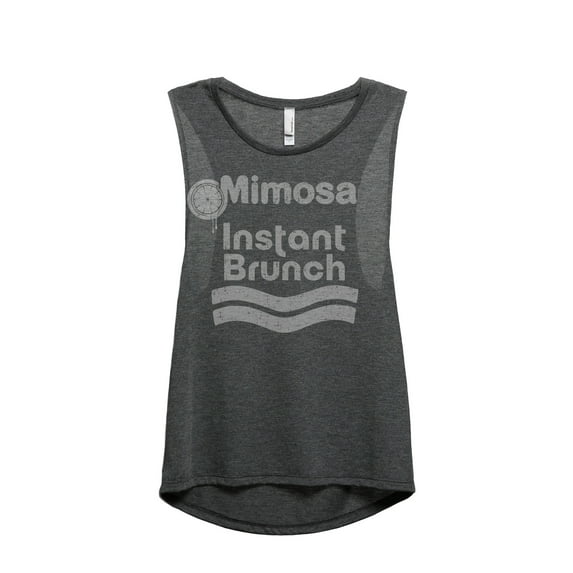 Mimosa Instant Brunch Women's Fashion Sleeveless Muscle Tank Top Tee Charcoal Grey Small