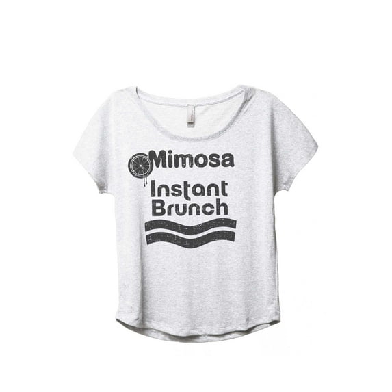 Mimosa Instant Brunch Women's Fashion Slouchy Dolman T-Shirt Tee Heather White Large