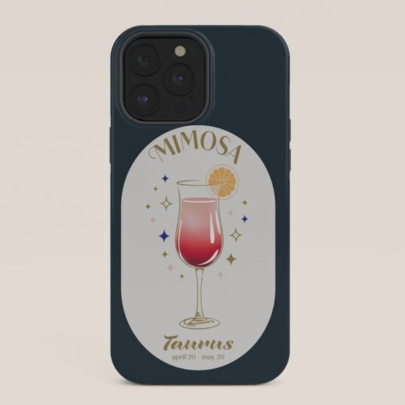 Mimosa Taurus Zodiac Cocktail Tough Phone Case, Polycarbonate and TPU, for Select Apple iPhone 11-17 Models