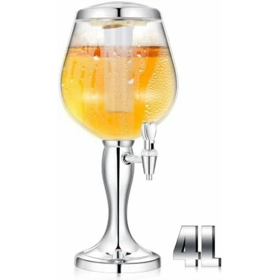 Mimosa Tower, 4l/ 135oz Beer Beverage Dispenser for Drinks Mimosa Tower Dispenser with Ice Tube and Spigot Tabletop Beer Dispenser Liquor Dispenser for Margarita Liquor Bar Party