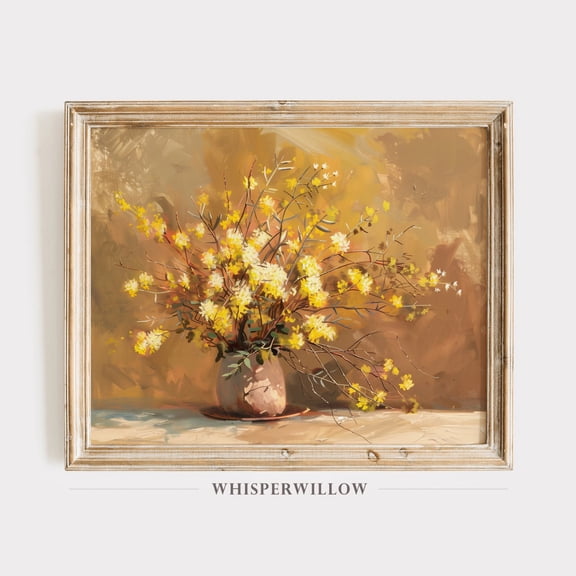 Mimosa Tree Still Life, Summer Chocolate Blossoms, Vintage Floral Art, Botanical Wall Decor, Print Poster Decor, Size 24x36 UNFFRAMED F03.1.8l1858