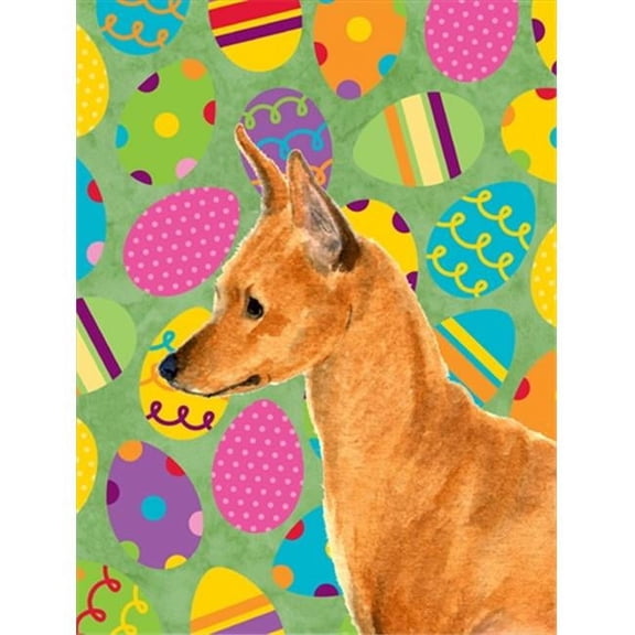 Min Pin Easter Eggtravaganza House Size Canvas Flag