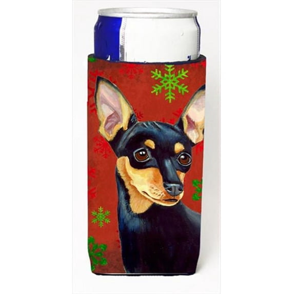 Min Pin Red And Green Snowflakes Holiday Christmas Michelob Ultra bottle sleeves For Slim Cans
