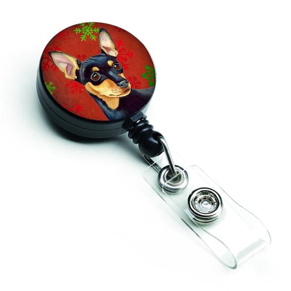 Min Pin Red & Green Snowflakes Holiday Christmas Retractable Badge Reel - Red & Green - 5in. H x 1in. W x 2in. L