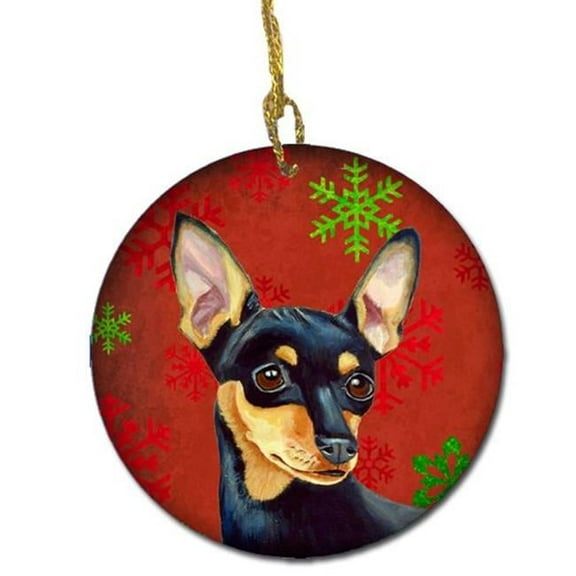 Min Pin Red Snowflake Holiday Christmas Ceramic Ornament