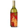 thumbnail image 1 of Min Pin Red and Green Snowflakes Holiday Christmas Wine Bottle Hugger, 1 of 1