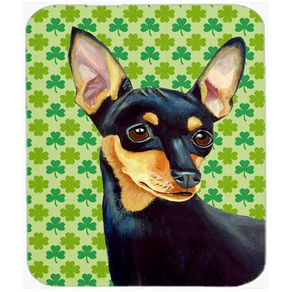 Min Pin St. Patricks Day Shamrock Portrait Mouse Pad, Hot Pad or Trivet