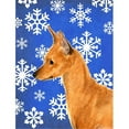thumbnail image 1 of Min Pin Winter Snowflakes Holiday Flag Canvas- House Size, 1 of 1