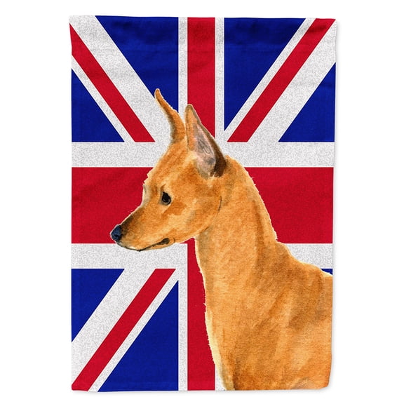 Min Pin with English Union Jack British Flag Flag Canvas House Size