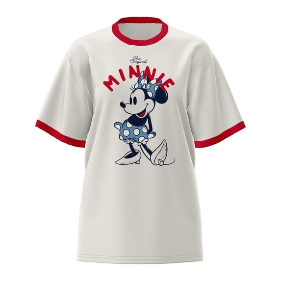 Disney Minnie Mouse Adult Ladies Ringer Tee Shirt, XS-XL