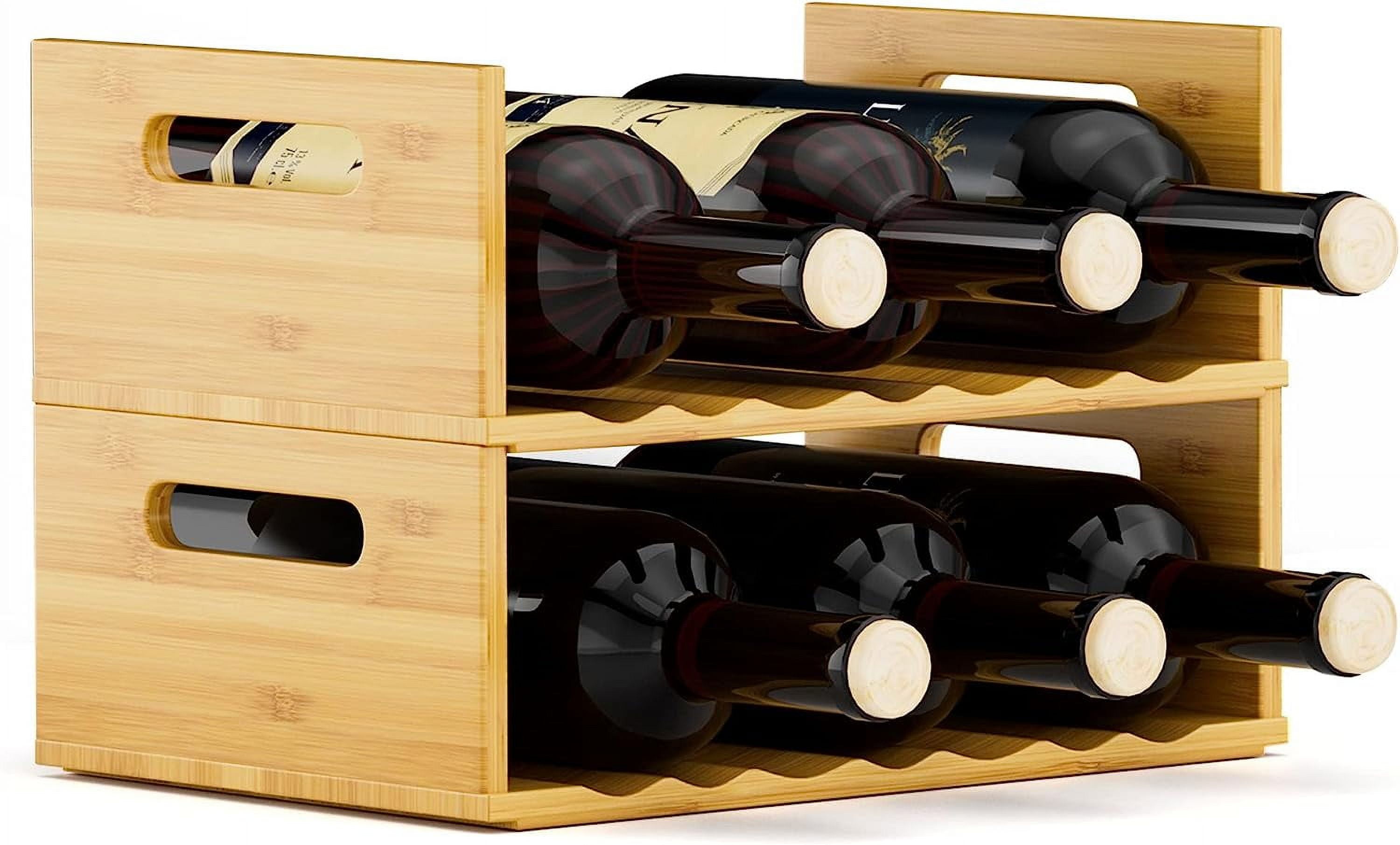 MinBoo 2-Tier Bamboo Wine Racks Countertop, Stackable Bar Kitchen ...