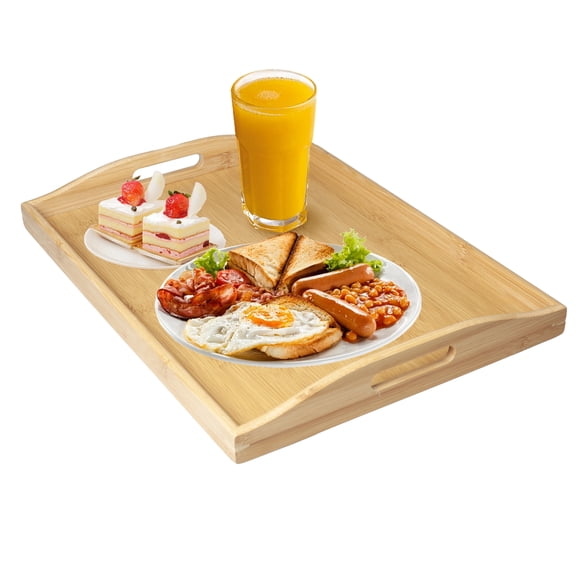 MinBoo Bamboo Serving Tray Bamboo- Great for Dinner Trays, Tea Tray, Bar Tray, Breakfast Tray, or Any Food Tray - Good for Parties or Bed Tray 17.71" x 13 "x 1.97"