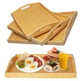 MinBoo Set of 3 Bamboo Serving Trays Ottoman Trays for Entertainment