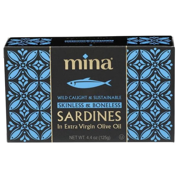 Mina 396651 Skinless Boneless Sardines In Extra Virgin Olive Oil, 4.4 oz