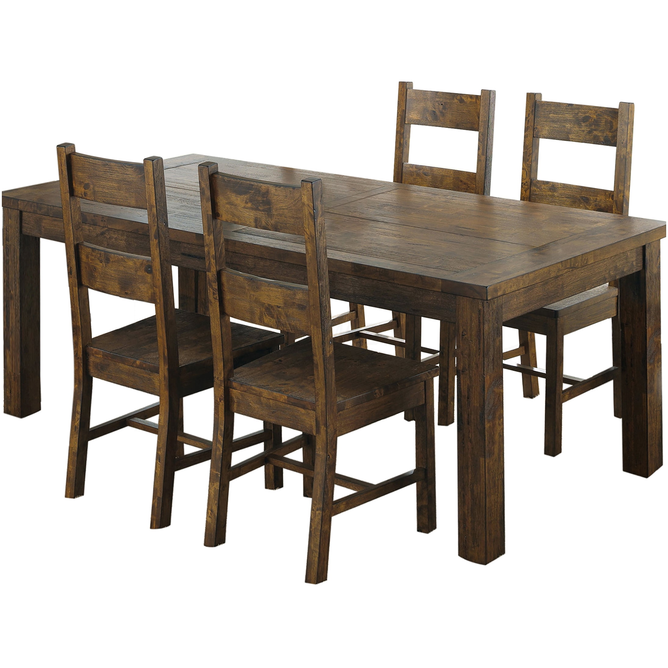 Mina 5-Piece Rustic Golden Brown Wood Dining Table Set with 4 Ladder ...