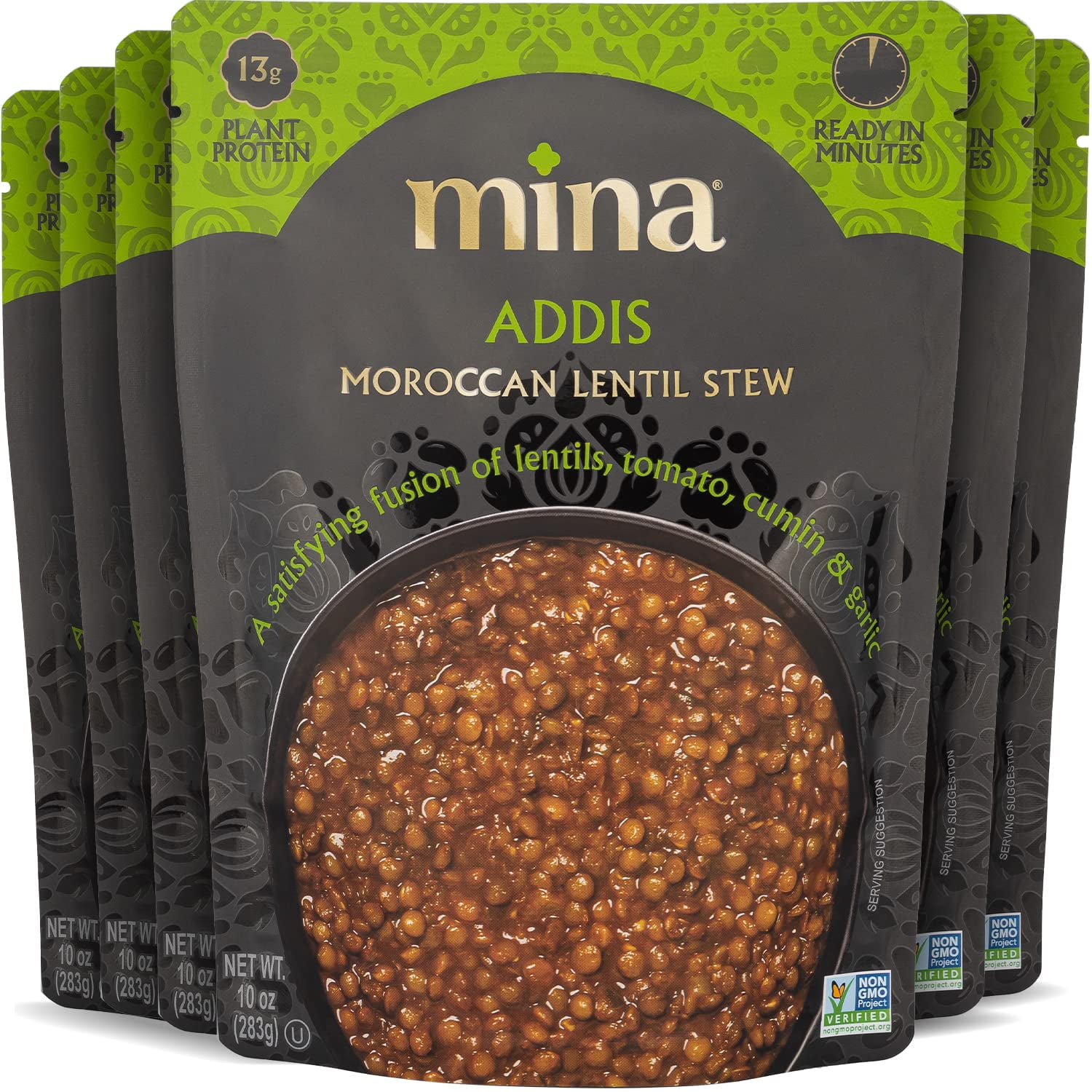 Walmart Saving of  Mina Moroccan Lentils - 10 oz, 6 Pack, Vegan & Gluten Free Lentil, Ready to Eat Meals
