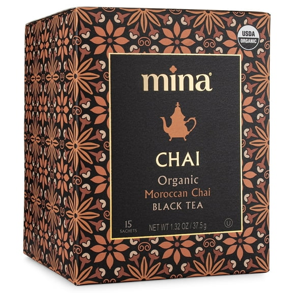 Mina Chai, Organic Moroccan Chai Black Tea, 15 Biodegradable Sachets