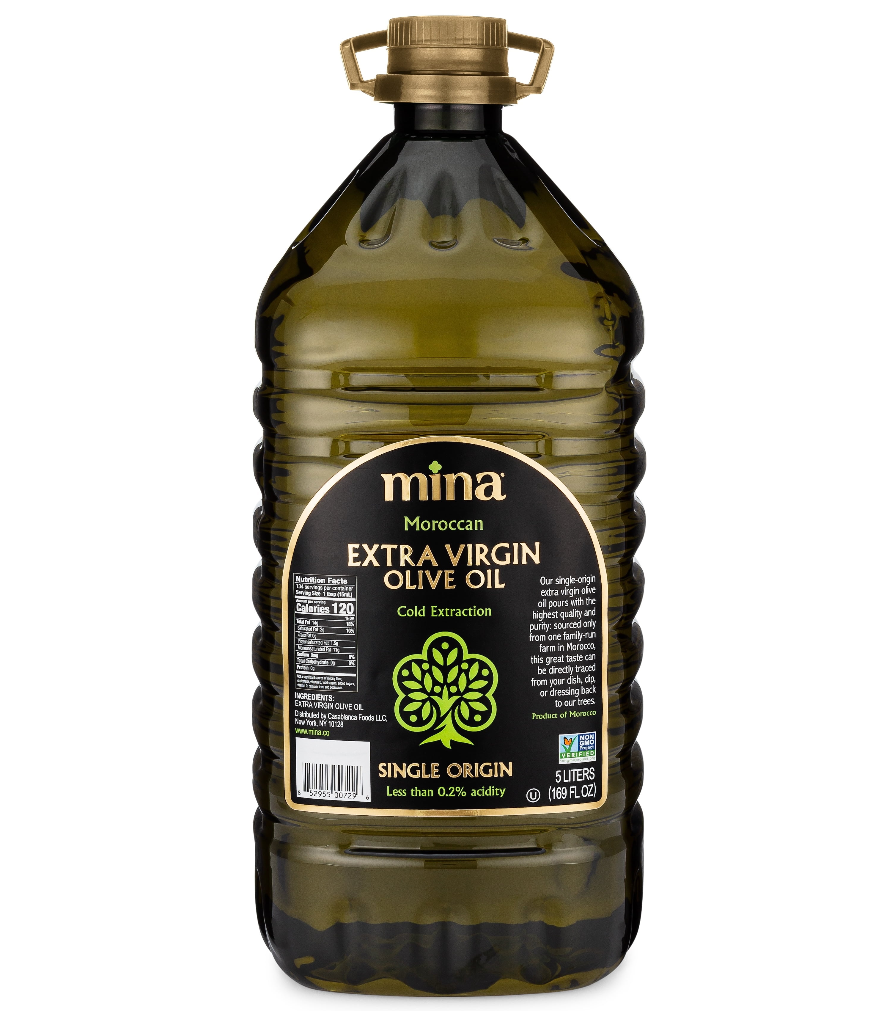 Mina Moroccan Extra Virgin Olive Oil, 169 fl oz, Cold Extracted, High Polyphenol, Single Origin also Great for Cooking