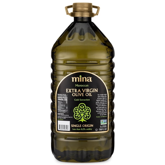 Mina Moroccan Extra Virgin Olive Oil, 169 fl oz, High Polyphenol Olive Oil, Single Origin Olive Oil
