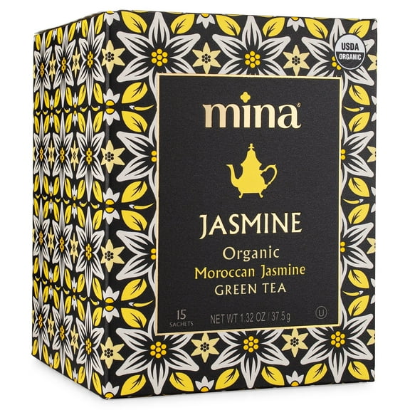 Mina Jasmine, Organic Moroccan Jasmine Green Tea, 15 Biodegradable Sachets