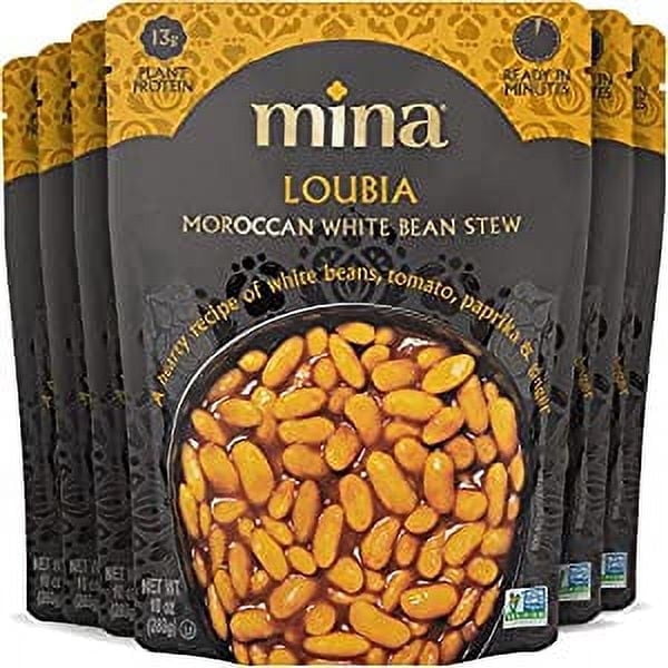 Mina Loubia, Moroccan White Beans - 10 oz, 6 Pack, Vegan, Gluten Free, Ready to Eat Meals