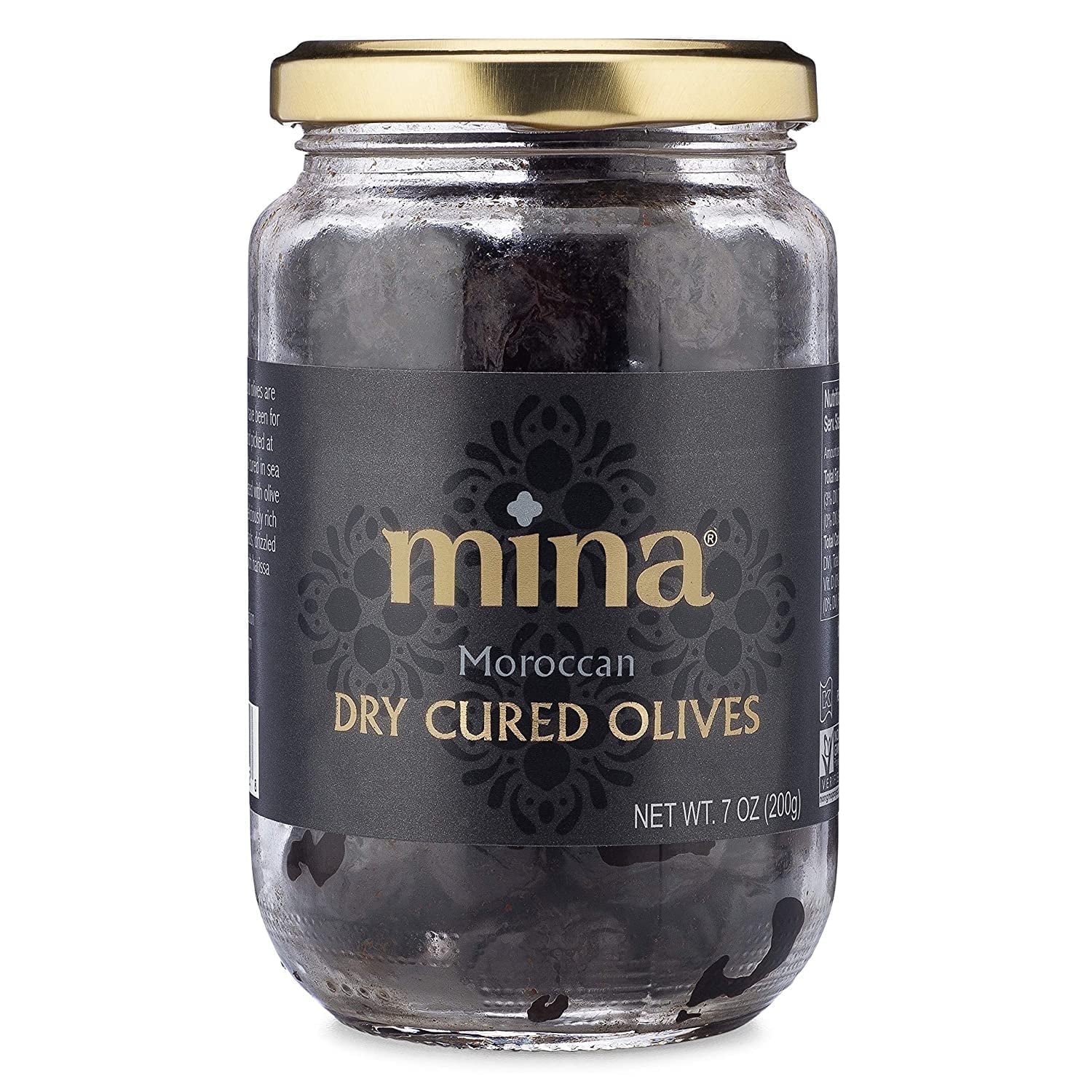 Mina Moroccan Dry Cured Black Olives Jar - 7 oz Pack of 3