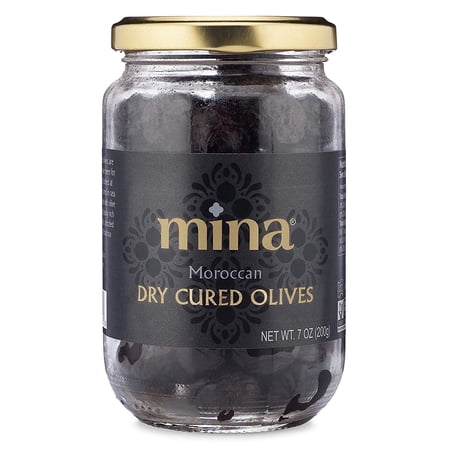 Mina Moroccan Dry Cured Black Olives Jar - 7 oz
