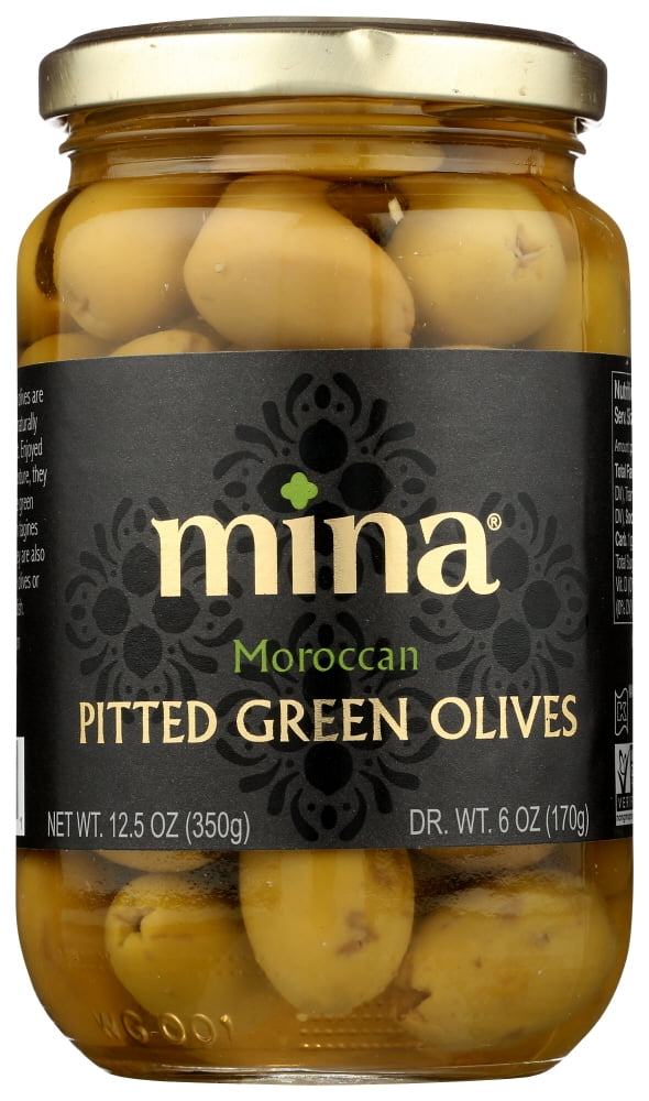 Mina, Moroccan Pitted Green Olives, 12.5 oz