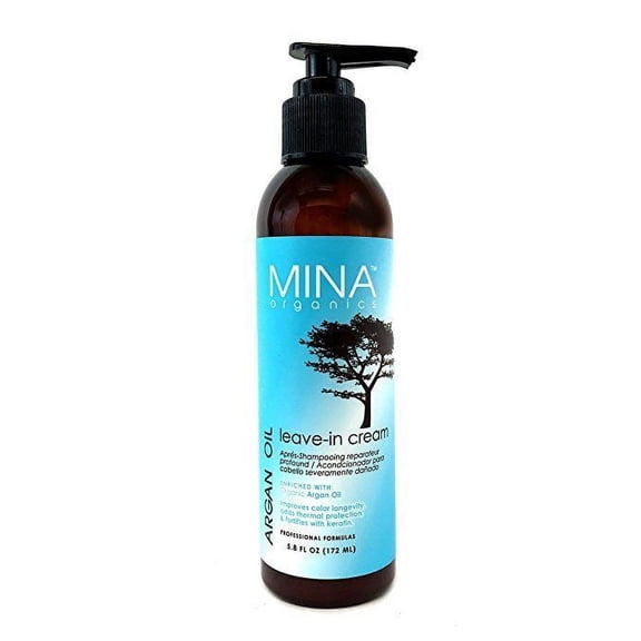 Mina Organics,Argan Oil Leave In Cream for Hair, 5.8 oz, extends color