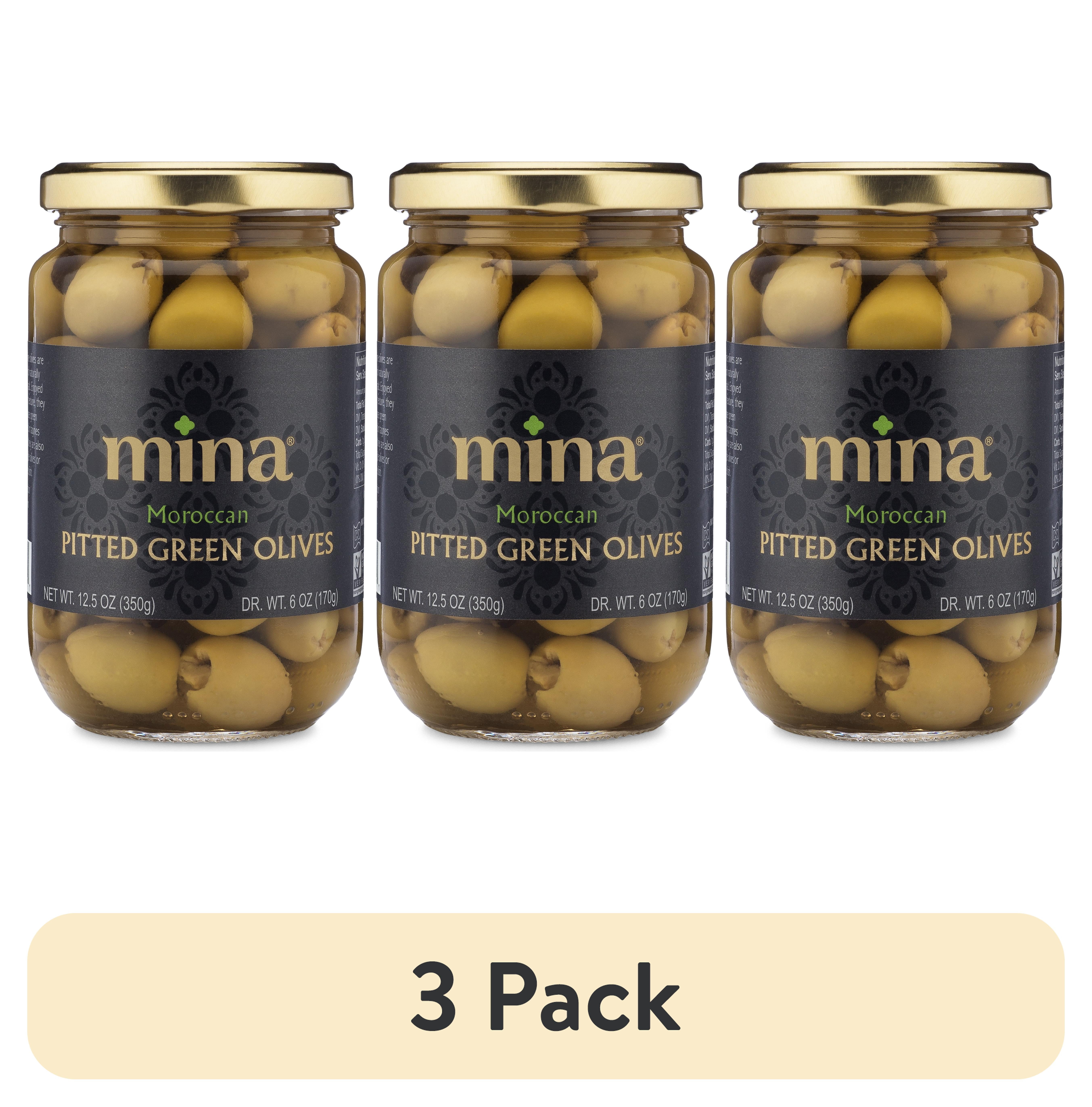 (3 pack) Mina, Pitted Green Olives, 12.5oz