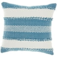 thumbnail image 1 of Mina Victory 18x18" Square Fabric Woven Stripes & Dots Throw Pillow in Turquoise, 1 of 5