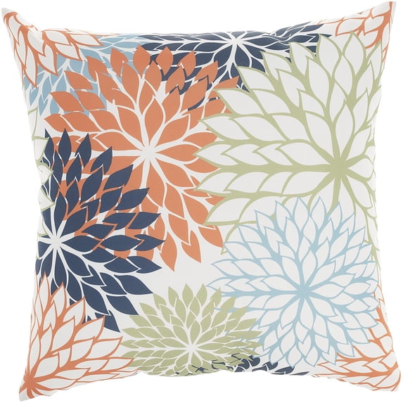 Mina Victory Aloha Floral Multicolor 20" x 20" Outdoor Throw Pillow, Easy Clean, Zipper Closure, Patio, Couch, Bench