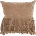 thumbnail image 1 of Mina Victory Couture Nat Hide Knots & Fringe Beige 18" x 18" Throw Pillow, 1 of 2