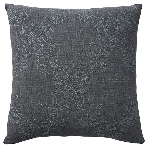 Mina Victory Cover Stitched Floral 20" x 20" Charcoal Indoor Throw Pillow