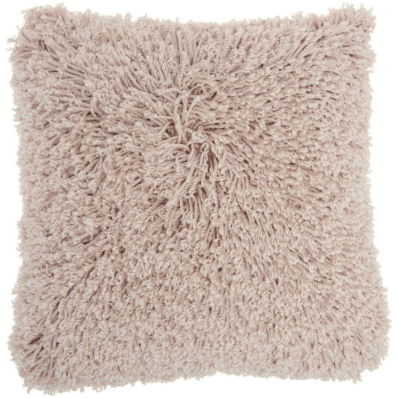 Mina Victory Curly Shag 20" x 20" Blush Indoor Throw Pillow