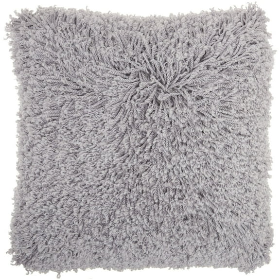 Mina Victory Curly Shag 20" x 20" Grey Indoor Throw Pillow
