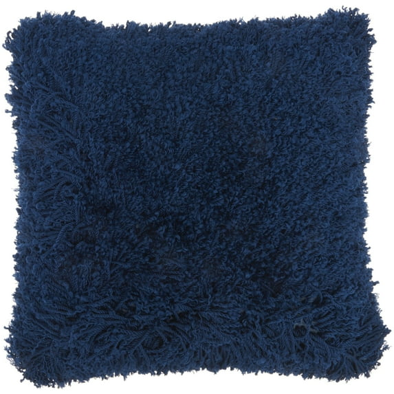 Mina Victory Curly Shag 20" x 20" Navy Indoor Throw Pillow